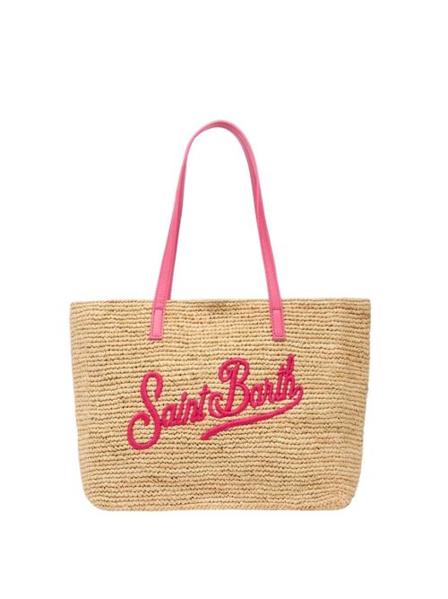 Rafia City Mid Bag beige con logo Saint Barth ricamato MC2 SAINT BARTH | RAFC002 - TEX0001-01329H.01329H